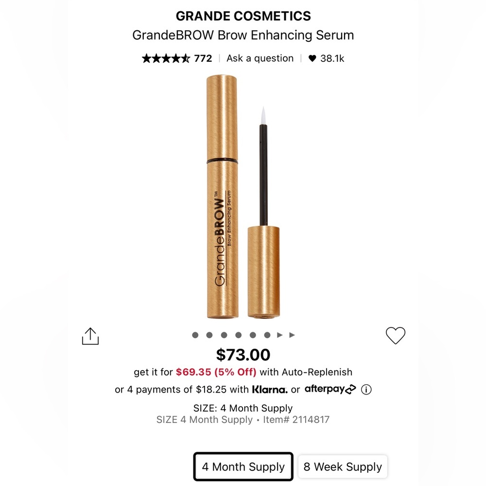 Grande cosmetics grande brow enhancing serum.